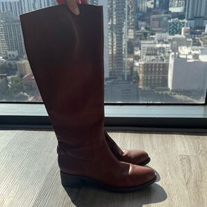Elegant Brown Leather Knee-High Boots